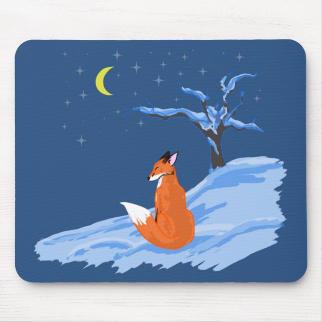 Winter Night Fox Mouse Pad (Front)