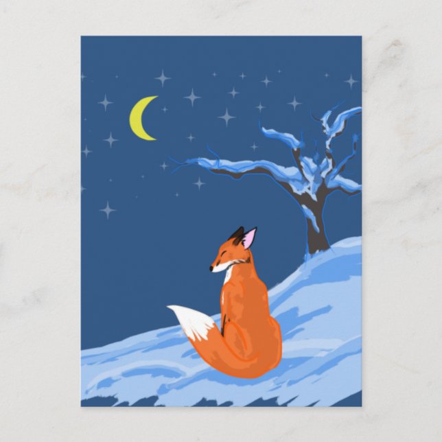 Winter Night Fox Postcard (Front)