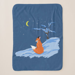 Winter Night Fox Sherpa Blanket