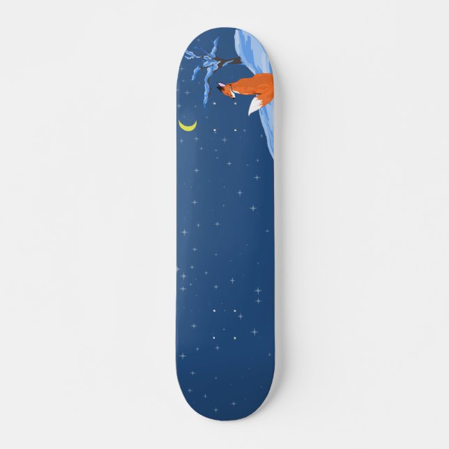 Winter Night Fox Skateboard (Front)