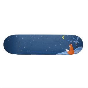 Winter Night Fox Skateboard