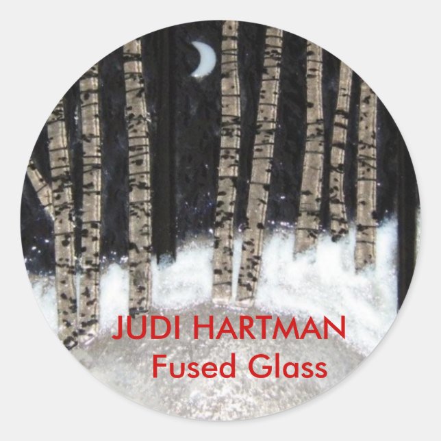 Winter Night Fused Glass Classic Round Sticker (Front)