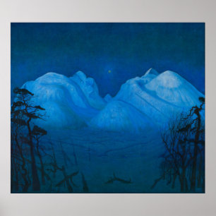Winter Night in the Mountains Poster