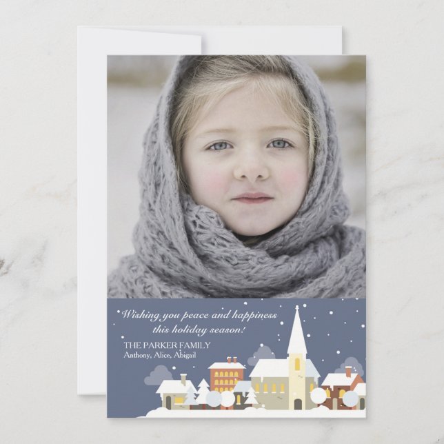 Winter Night Photo Holiday Card (Front)