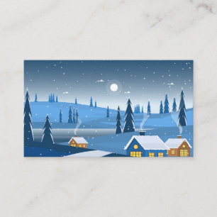 Winter Night Scene with Trees Enclosure Card