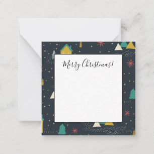 Winter Night Snowflakes Falling on Little Houses Card