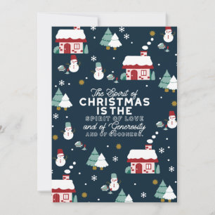 Winter Night Village Scene with Christmas Spirit Thank You Card