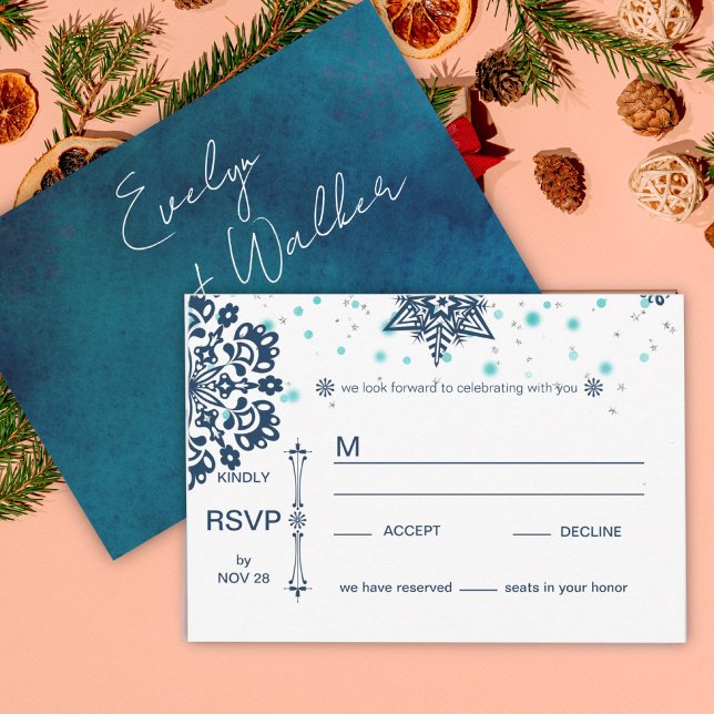 Winter Night Wedding  RSVP Card (Creator Uploaded)