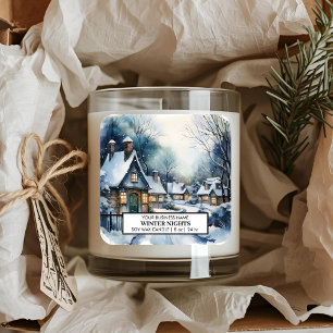 Winter Nights Candle   Cosy Christmas Cottage Square Sticker