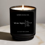 Winter Nights Candle Label | Minimalistic<br><div class="desc">Bring the cosy magic of the season to life with this Winter Nights candle label. Designed in a minimalist black-and-white style, this elegant sticker features notes of pine, cedarwood, clove, and amber—a rich blend that perfectly captures the warmth of winter evenings. Ideal for branding soy wax candles, holiday gifts, or...</div>