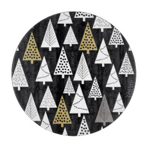 Winter Nights: Gold-Silver Trees. Cutting Board