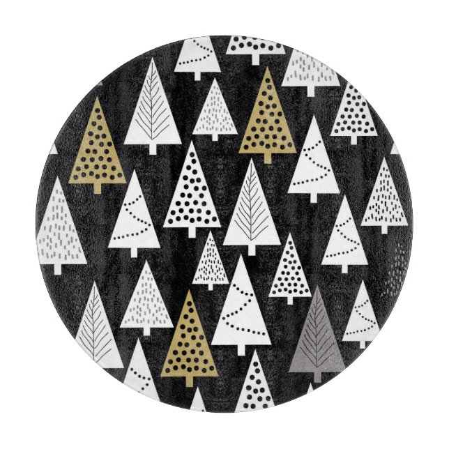 Winter Nights: Gold-Silver Trees. Cutting Board (Front)