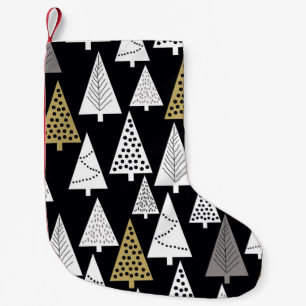 Winter Nights: Gold-Silver Trees. Small Christmas Stocking