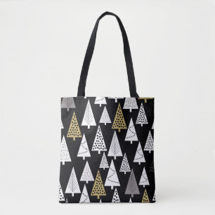 Winter Nights: Gold-Silver Trees. Tote Bag