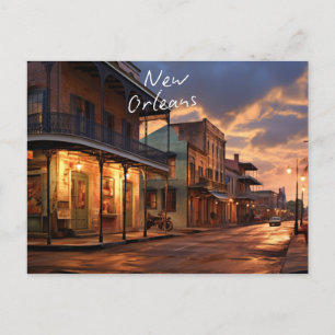 "Winter Nights in New Orleans" postcard. Holiday Postcard