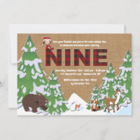 Winter Ninth Birthday Party Invitation