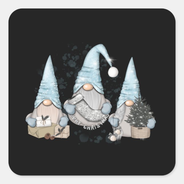 Winter Nordic Gnomes Square Sticker (Front)