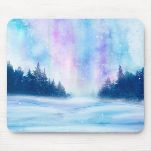 Winter Northern Lights Mouse Pad