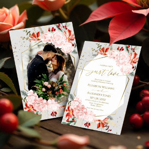 Winter Nothing Fancy Just Love Wedding Photo Invitation