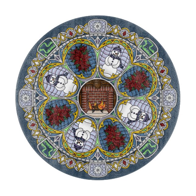 Winter Nouveau Glass Cutting Board (Front)