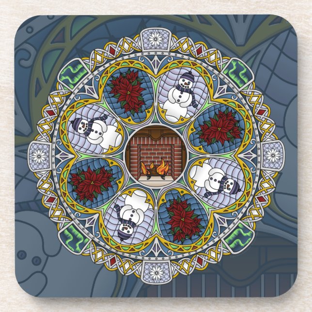 Winter Nouveau Square Coaster (Front)