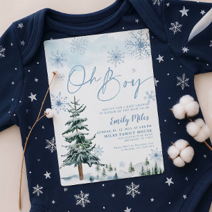 Winter Oh Boy invitation, Boy Baby Shower Invitation