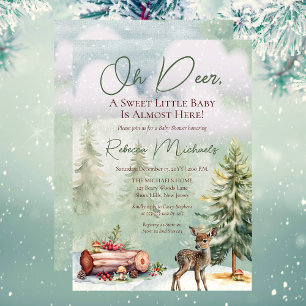 Winter Oh Deer A Sweet Little Baby Shower Invitation