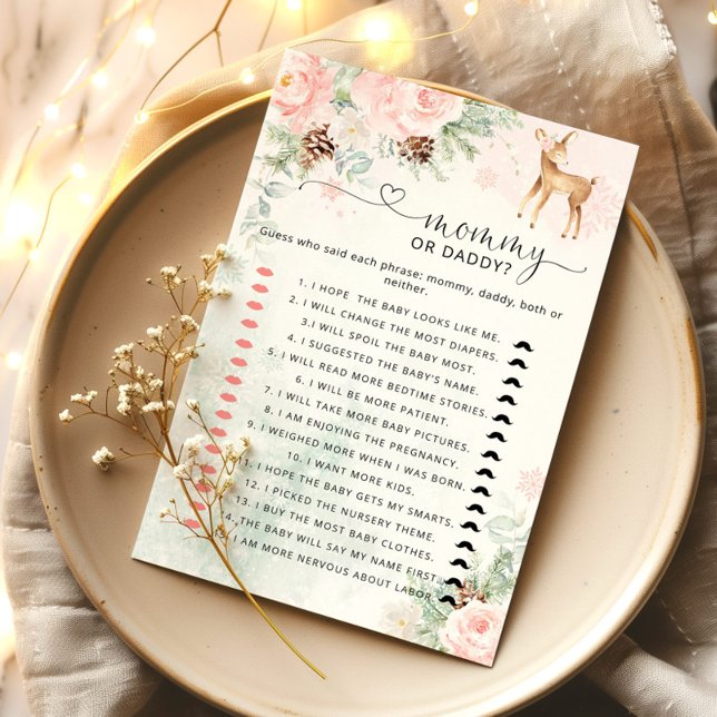 Winter Oh Deer Mummy or Daddy baby shower game (Creator Uploaded)