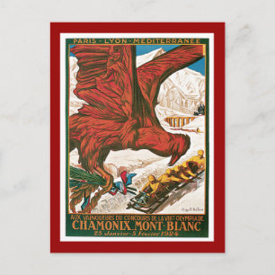Winter Olympics Vintage Travel Poster Postcard