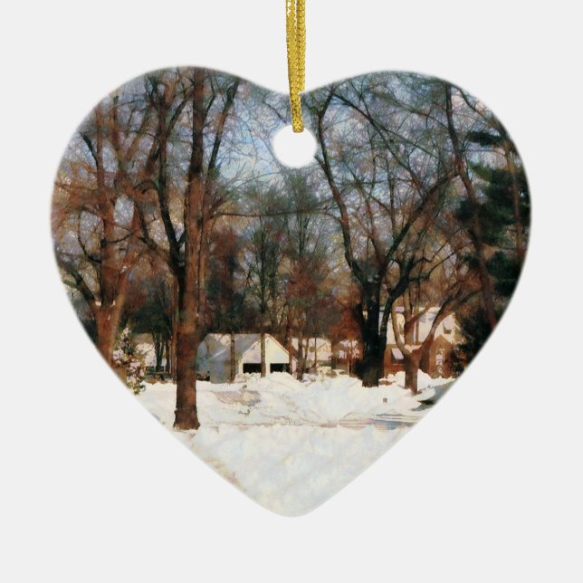 Winter on My Street Ceramic Tree Decoration (Front)