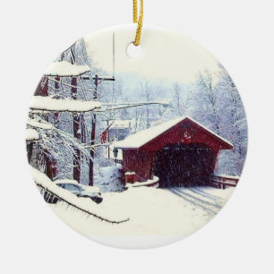 WINTER ON THE COVERED BRIDGE ornament