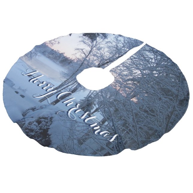 Winter on the Lake Faux Linen Tree Skirt (Angled)