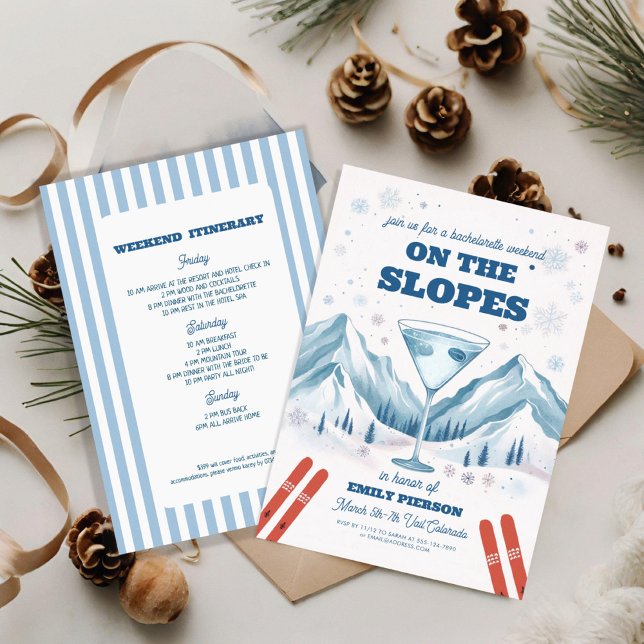 Winter on the slopes bachelorette party weekend invitation (Creator Uploaded)