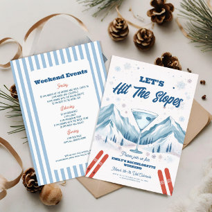 Winter on the slopes bachelorette party weekend invitation