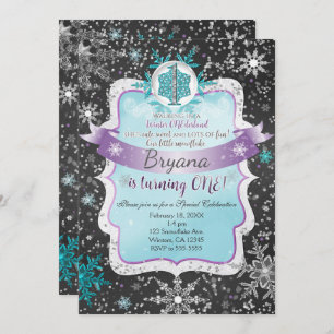 Winter Onderland 1st Birthday Party Invitations
