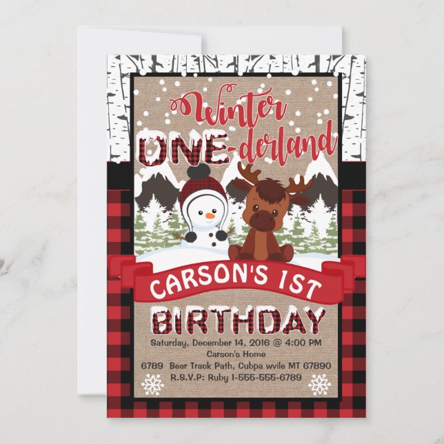 Winter Onderland Birthday Party Invitation (Front)