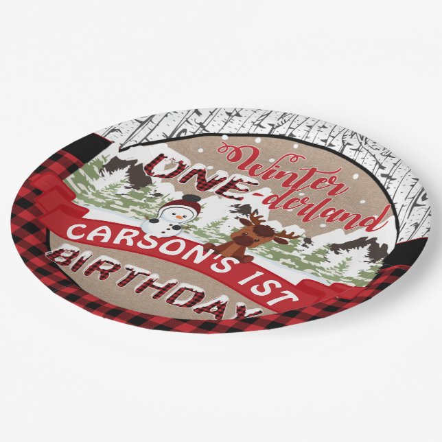 Winter Onderland Birthday Party Paper Plate (Angled)