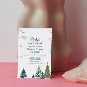 Winter onderland Christmas Birthday party Invitation