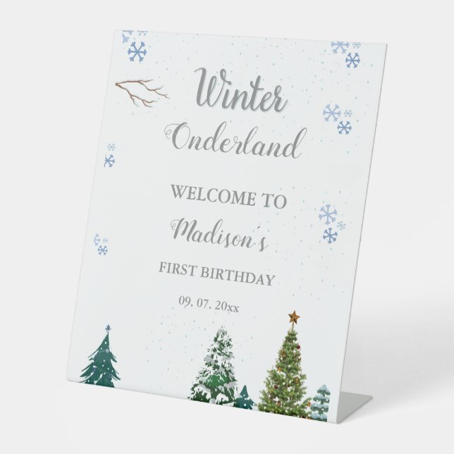 Winter Onderland Christmas Birthday welcome sign (Front)