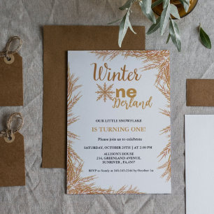 Winter Onderland First birthday party Invitation
