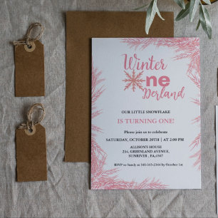Winter Onderland Girl First Birthday Party Invitation