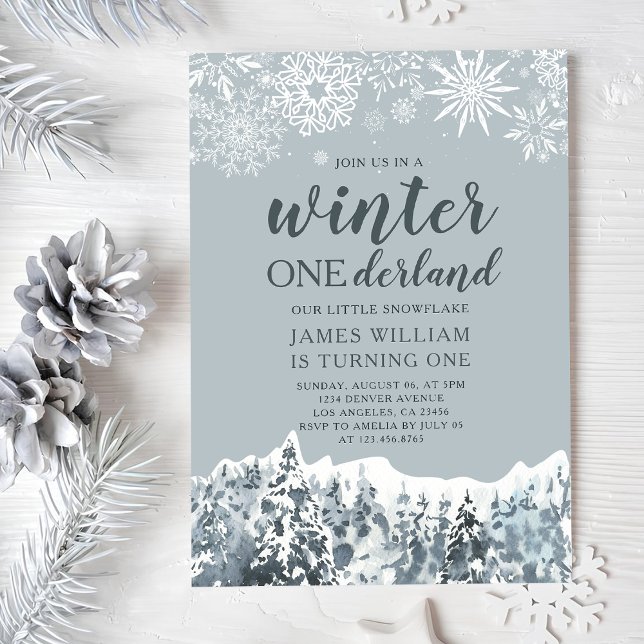 Winter Onderland Snowflakes First Birthday Invitation (Creator Uploaded)