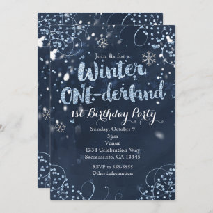 Winter ONE-derland 1st Birthday Party Invitations