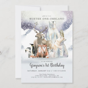 Winter ONE-derland First Birthday Invitation
