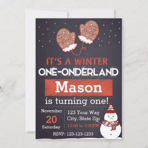 Winter One-derland (red) Invitation