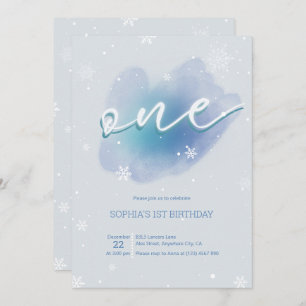 Winter One Frozen 1st Birthday Invitation Snowy