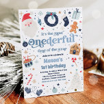 Winter ONEderful Blue Christmas Birthday Party Invitation<br><div class="desc">Winter ONEderful Blue Christmas Birthday Party Invitation</div>