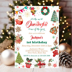 Winter Onederful Christmas 1st Birthday Party  Invitation