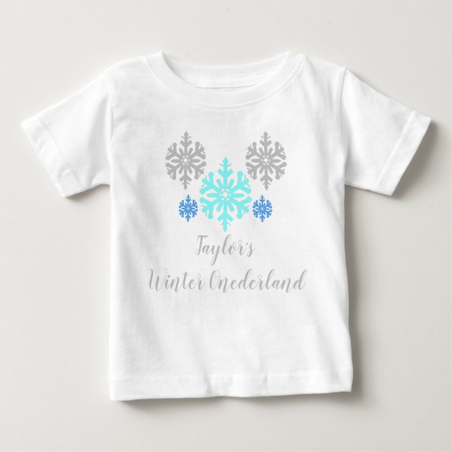 Winter Onederland 1st Birthday Baby T-Shirt (Front)