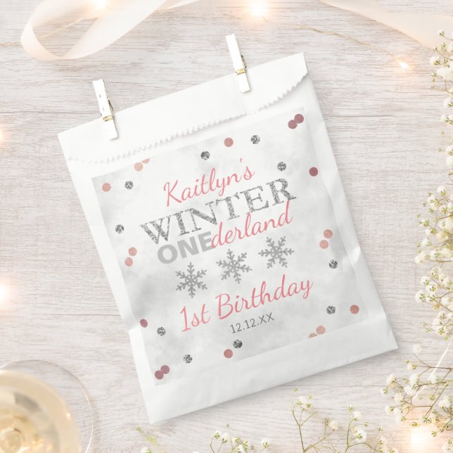 Winter ONEderland 1st Birthday Favour Bag (Clipped)